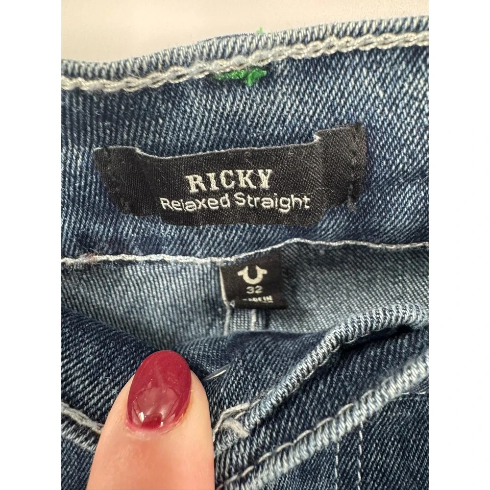 True Religion Ricky Relaxed Straight Jeans‎ Dark Woodland Wash Men's Size 32/34
